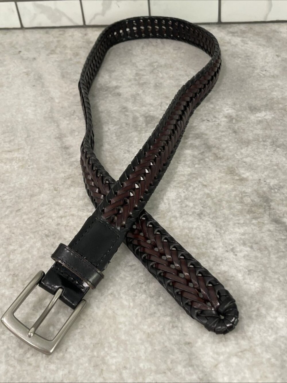 Braided Belt Mens Size 38 Brown Black Woven Western Southwestern Dress Cowboy
